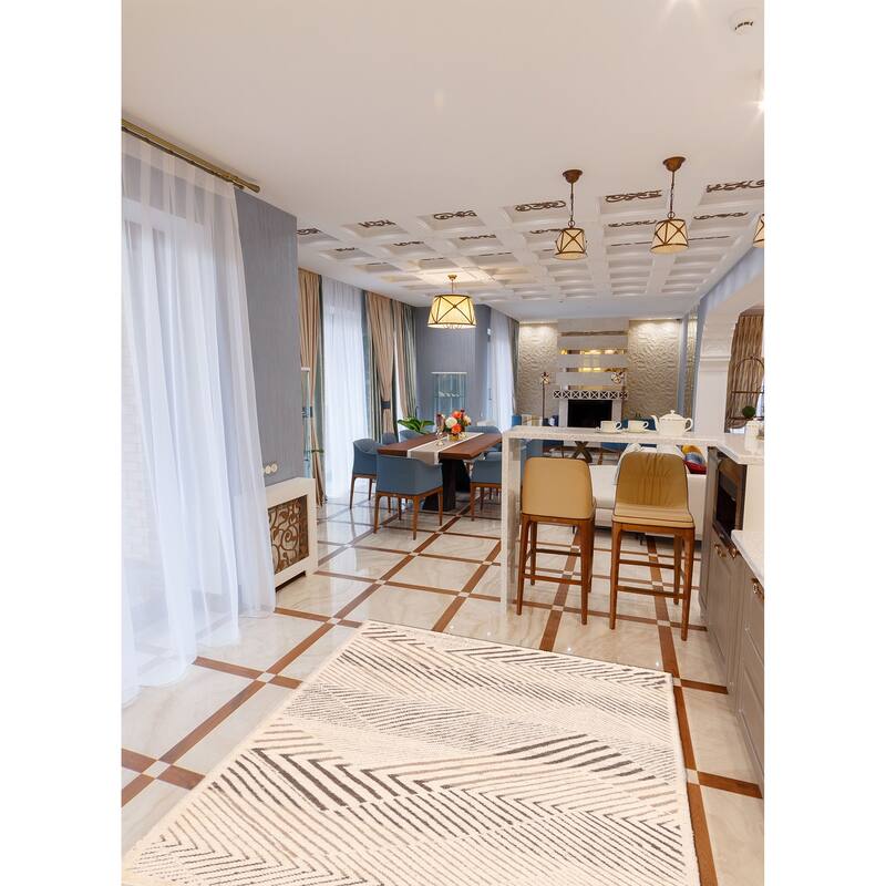 ECARPETGALLERY Hand-knotted Tangier Cream Wool Rug - 5'7 x 8'8