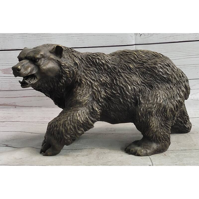 Bronze Metal Bear Figurine Sculpture Statue Handmade Art Figure