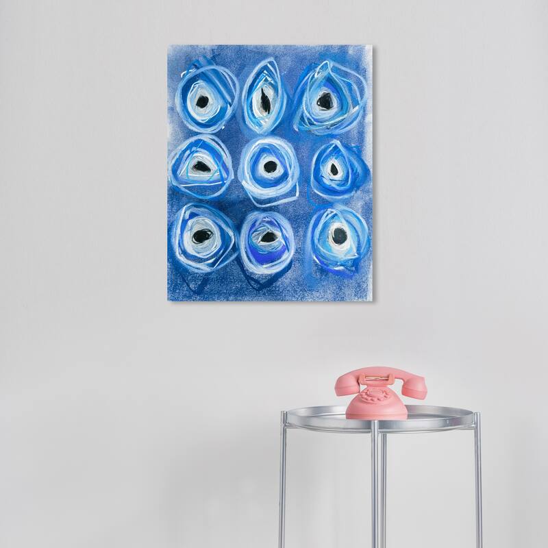 Wynwood Studio Abstract Evil Eye Beads Blue and Modern & Contemporary Wall Art Canvas Print - 20 x 16