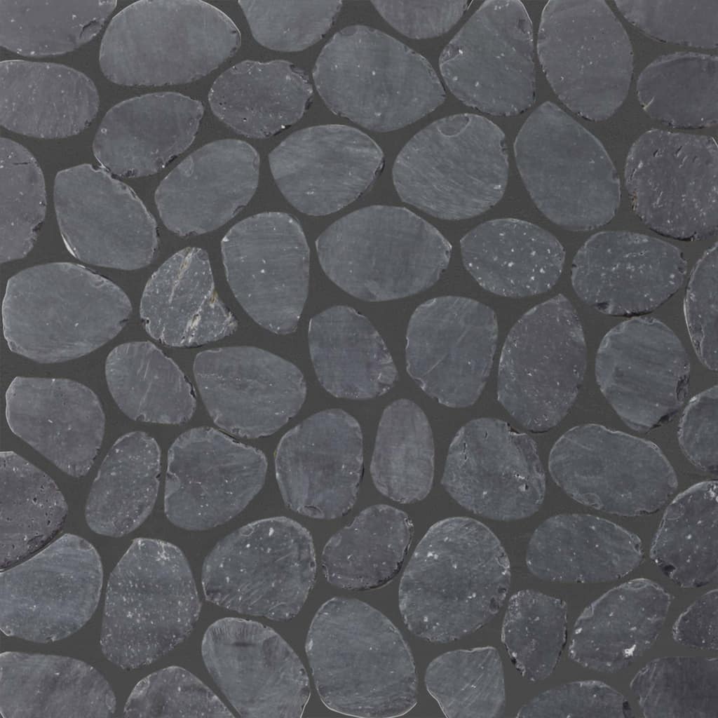 Charcoal Sliced Pebble Mosaic, Backsplash Kitchen Walls, Shower and Bathroom Floors 12" X 12" (5 Sqft per case) - Case (5 Tiles)