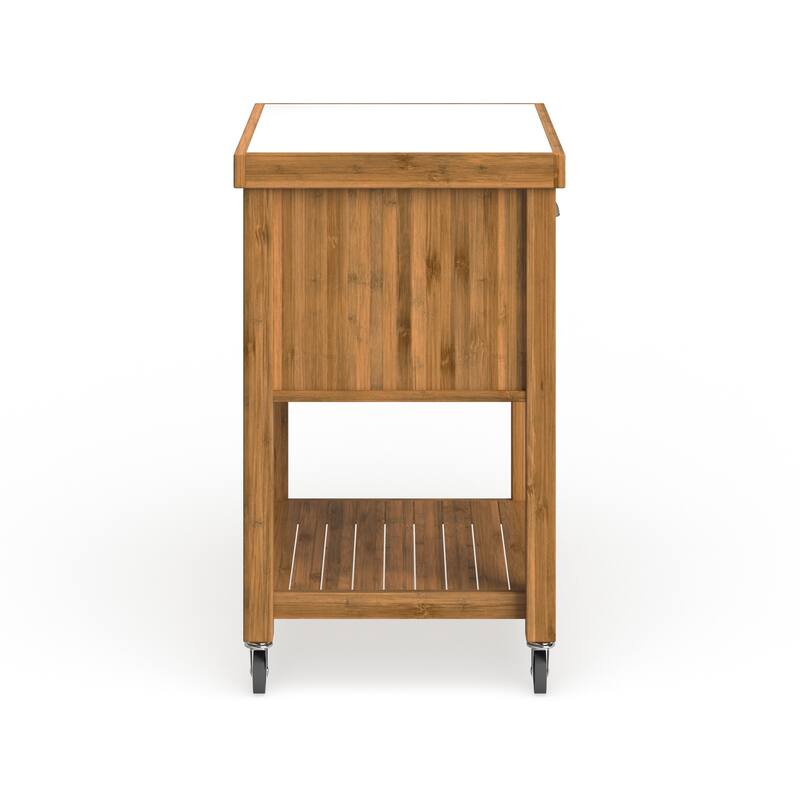 Hemenway Stainless Steel Top Bamboo Kitchen Cart