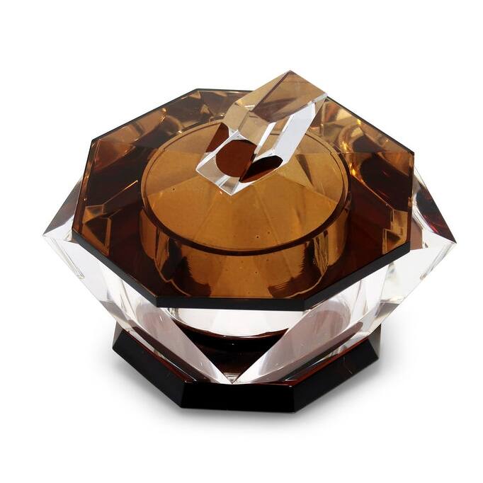 Crystal Candy Jar with Gold Base and Lid - 6"D