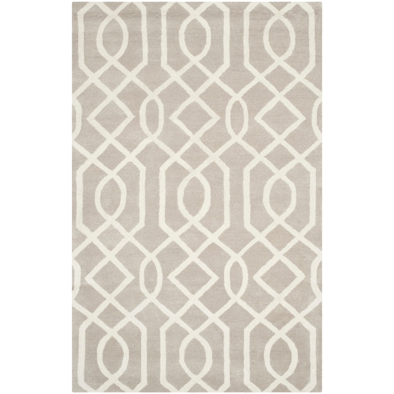 SAFAVIEH Handmade Soho Mallorie Wool/ Viscose Rug - 5' x 8' - Grey/Ivory