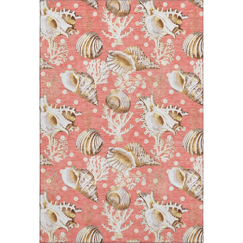 Premium Washable Super Soft Coastal Seashells Mayfield Rug
