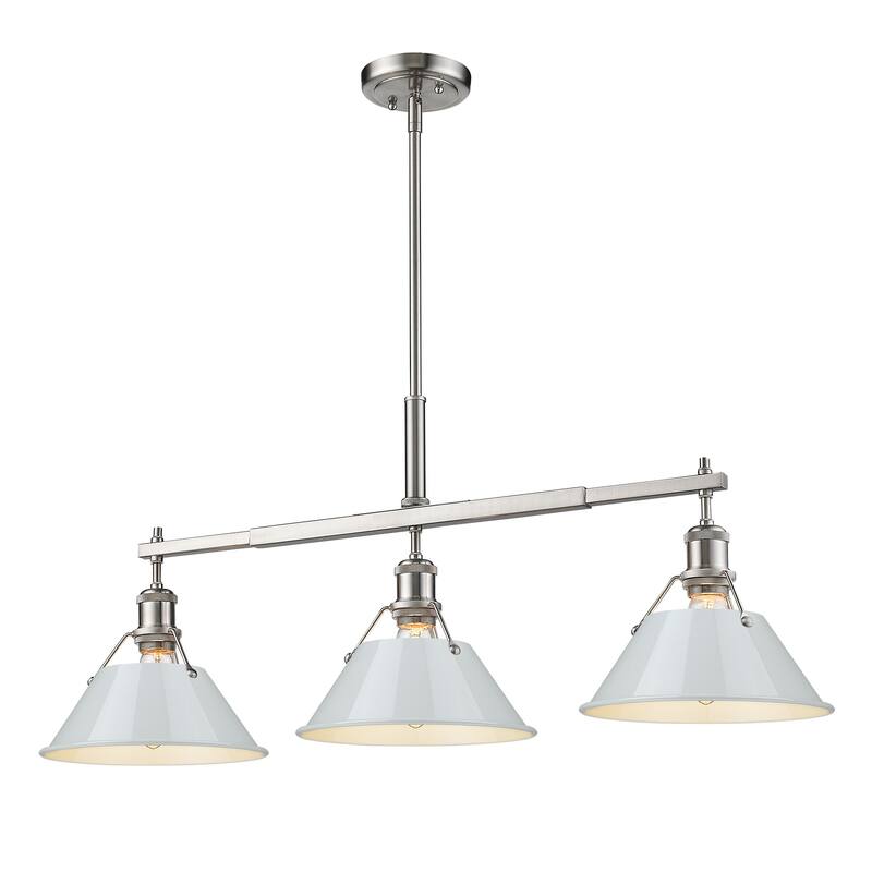 Yep by Golden Lighting Orwell 3-light Island Light in Pewter and Dusky Blue shade - Silver