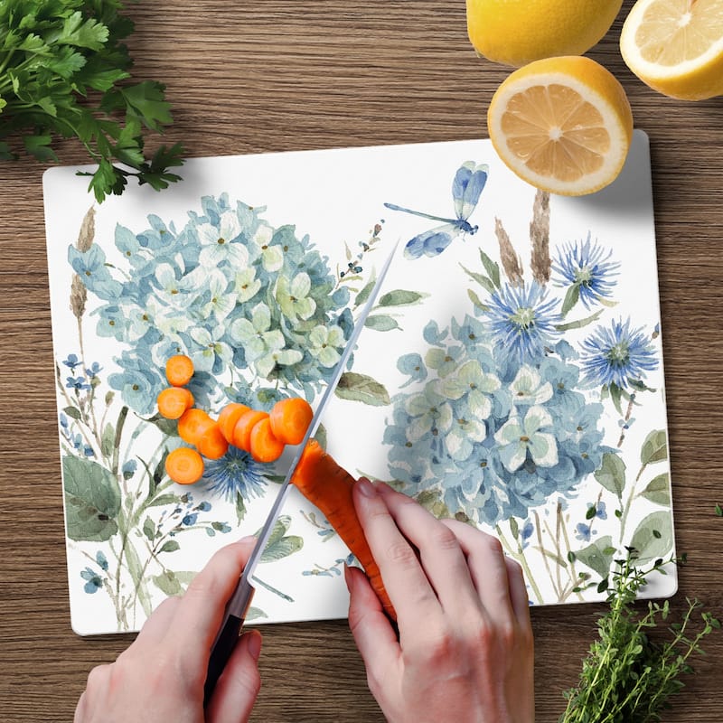 Tempered Glass Counter Saver / Cutting Board Bohemian Blue 10 Inch By 8 Inch Made In The USA