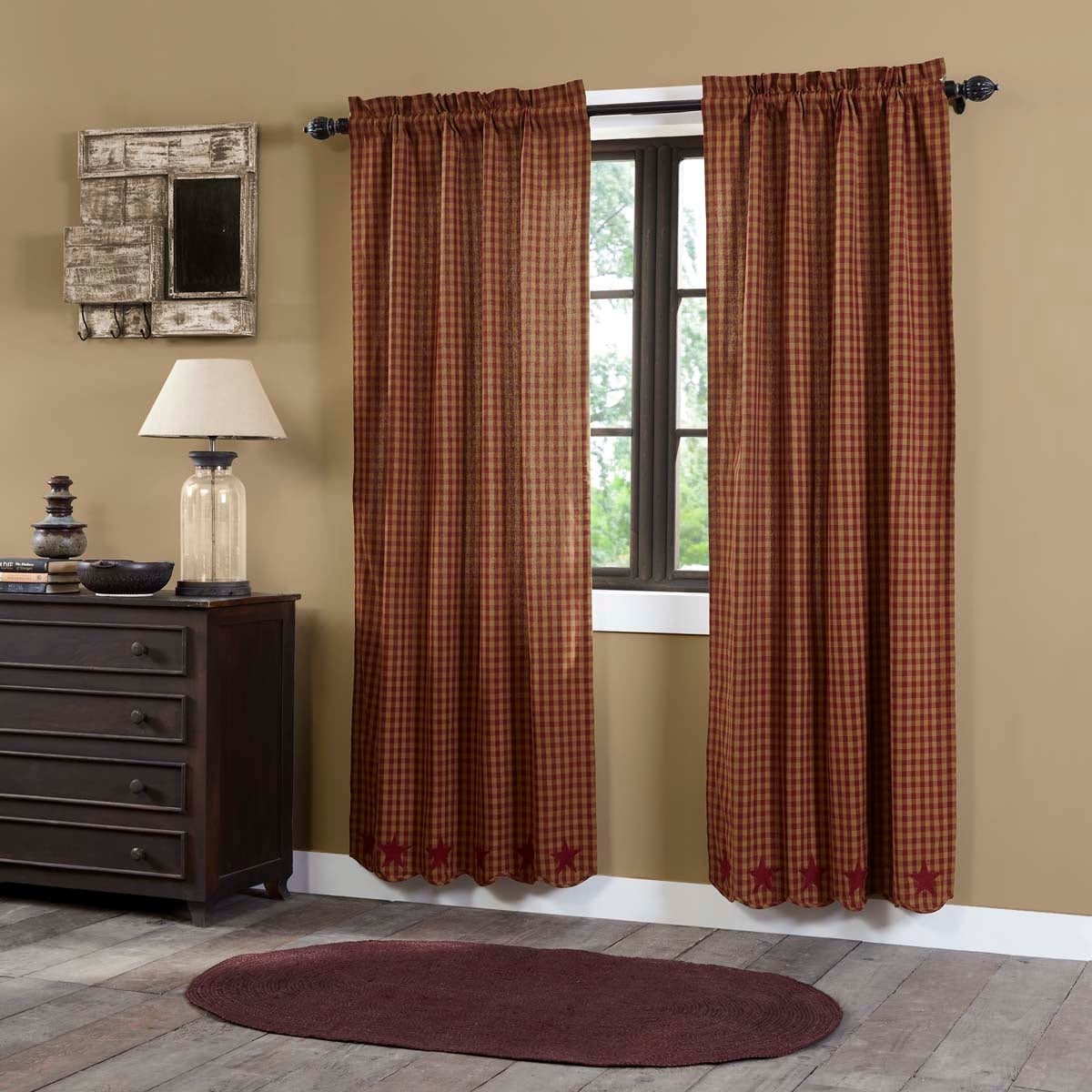 VHC  Brands 2 Cheston Scalloped Lined Panel Curtains 84"x 40 