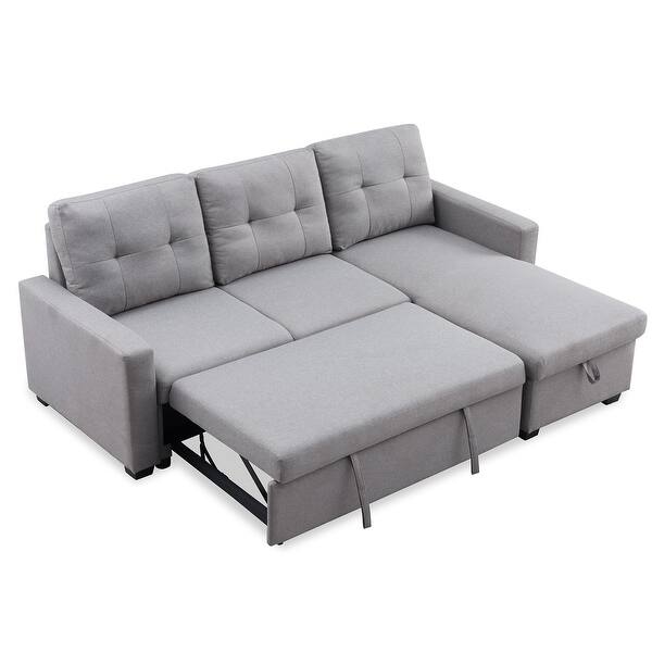 Shop 82 Sleeper Sectional Sofa Storage Chaise With Pull Out Bed 3 Seat Right Handed Overstock 31784293