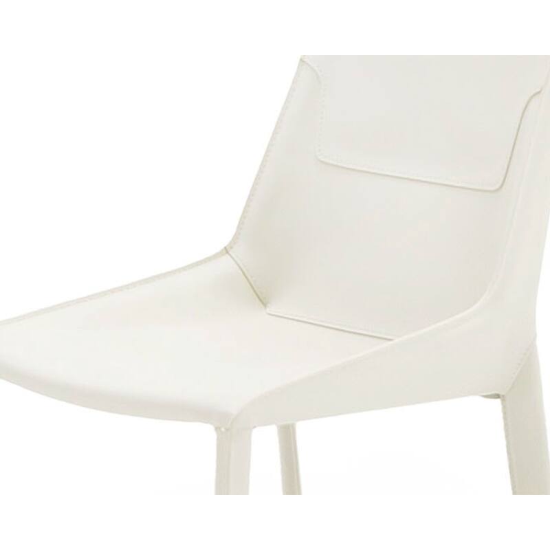 Modrest Halo Modern Ivory Saddle Leather Dining Chair (Set of 2)