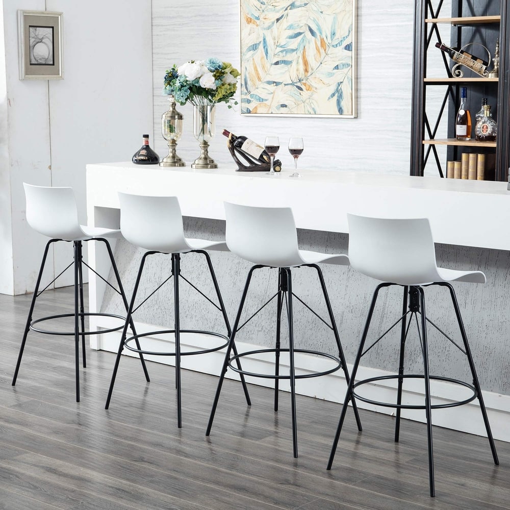 Swivel Bar Stools with Backs black Plastic bar stools set of 4 Kitchen Counter Height Bar Chairs