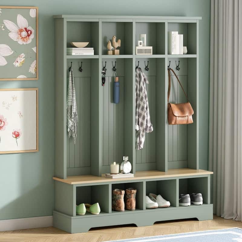 Farmhouse-Inspired 3-in-1 Entryway Organizer by Harper&Bright Designs - Green