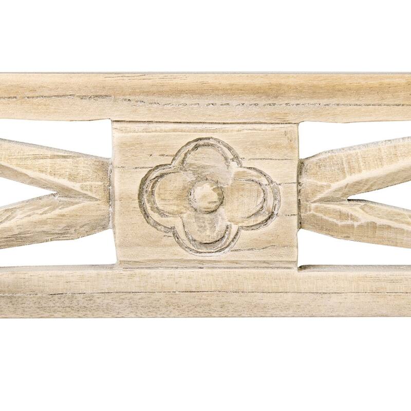 Solid Mindi Wood Handmade Rustic White Wash Bench by East at Main