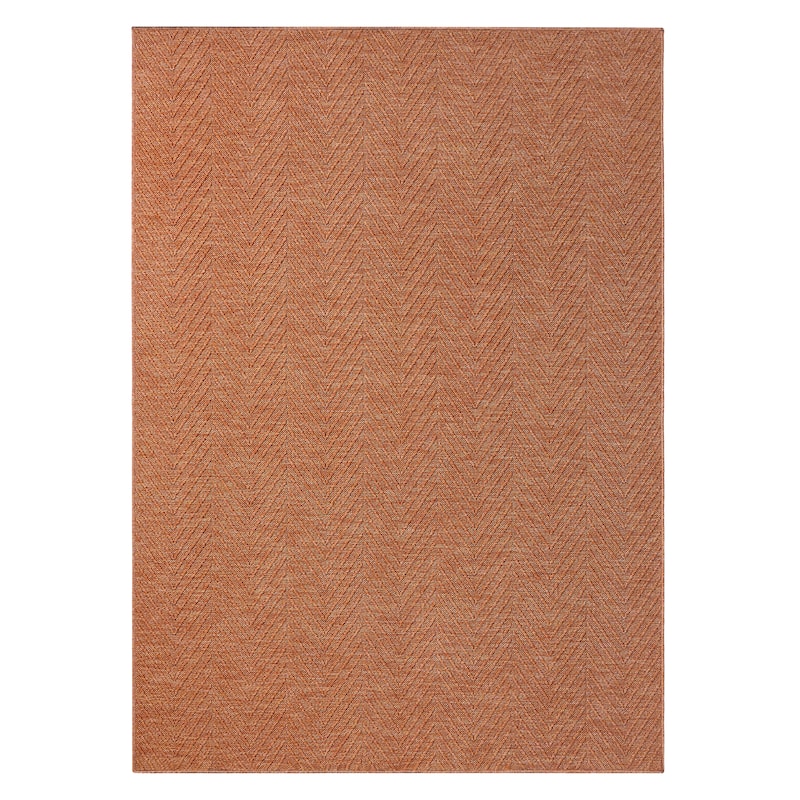 TOWN & COUNTRY BASICS Pax Herringbone Textured Solid Machine Washable Area Rug Rust