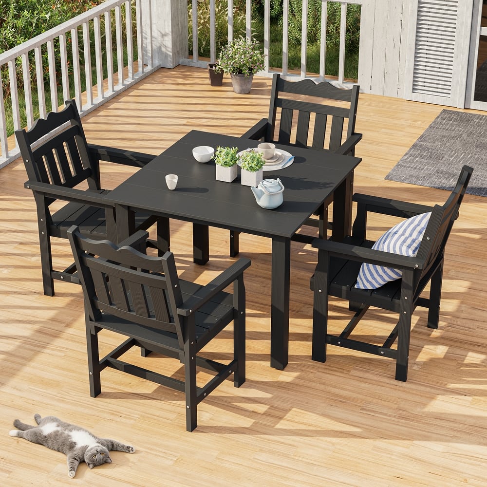LIVOOSUN HIPS Outdoor Dining Set, Ergonomic Patio Chairs and Table(Set of 5)