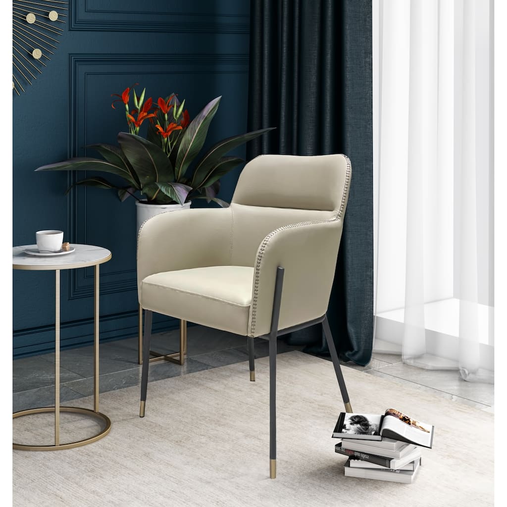 Modrest Brady Modern Black Metal & Grey Vegan Leather Dining Chair