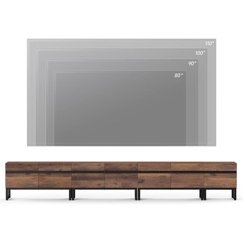 WAMPAT Modern TV Stand for TVs up to 50 inch TV, 2 in 1 Entertainment Center TV Console with Storage Cabinets and Metal Base