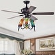 preview thumbnail 2 of 3, Korubo Lighted Ceiling Fan with Tiffany-style Parrot Shades