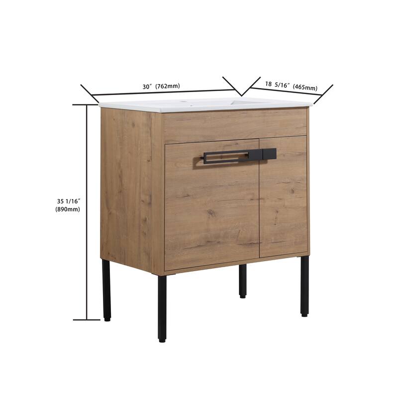 Imitative Oak 24 Inch Freestanding Bathroom Vanity With Sink