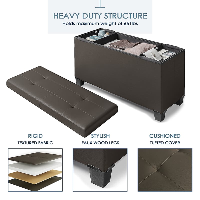 Empyrean Tuffted Folding Foot Rest Storage Ottoman Bench with Storage Bins