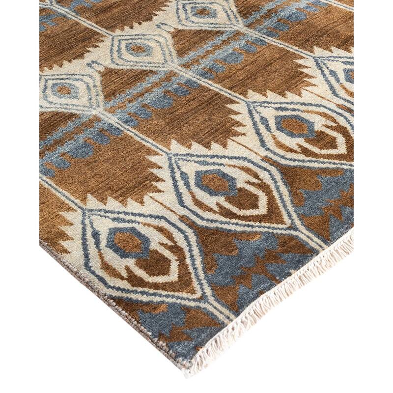 Ikat One-of-a-Kind Hand-Knotted Area Rug - Brown, 8' 2" x 10' 2" - 8' 2" x 10' 2"