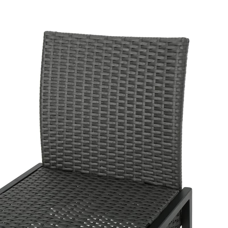 Roomfitters Set of 2 Outdoor Wicker Bar Stools, All-Weather Rattan Bar Chairs with Armrests, Durable and Comfortable Design