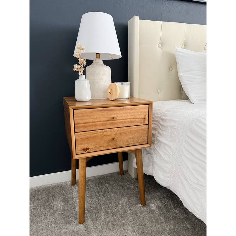 Nathan James Harper 2-Drawer Mid-Century Side Table