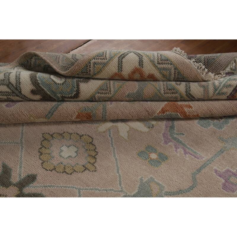 Hand Knotted Oriental 100% Wool Carpet Transitional All-Over Brown Oushak Area Rug - 11' 9'' X 8' 11''