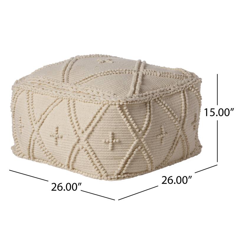 Fossa Handcrafted Boho Large Rectangular Pouf by Christopher Knight Home
