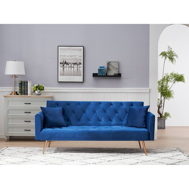 Convertible Double Folding Living Room Sofa Bed - Blue