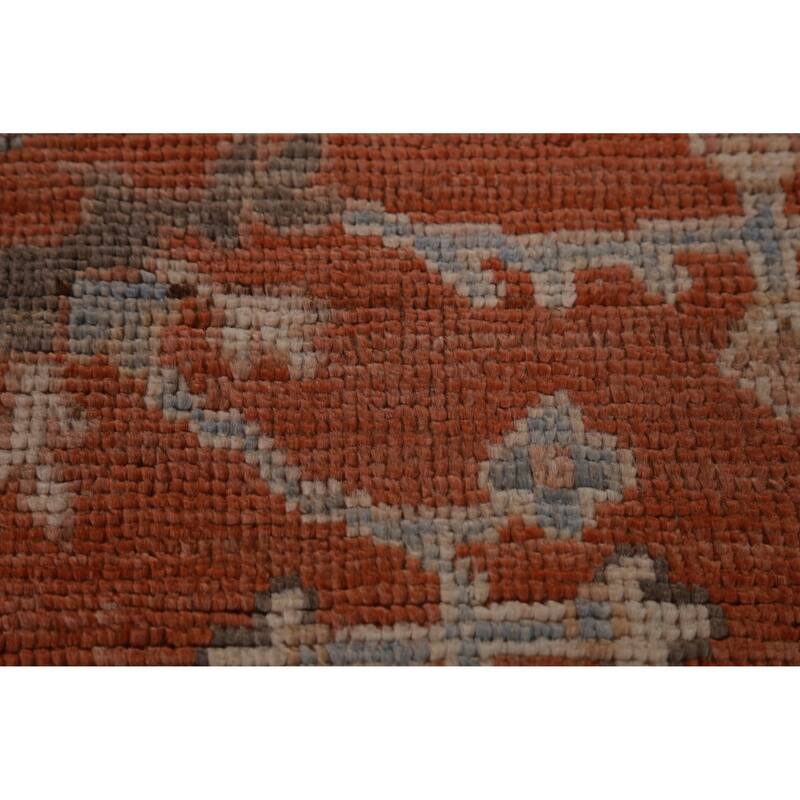 Hand Knotted Oriental 100% Wool Carpet Transitional All-Over Oranges & Rust Oushak Area Rug - 12' 4'' X 9' 3''