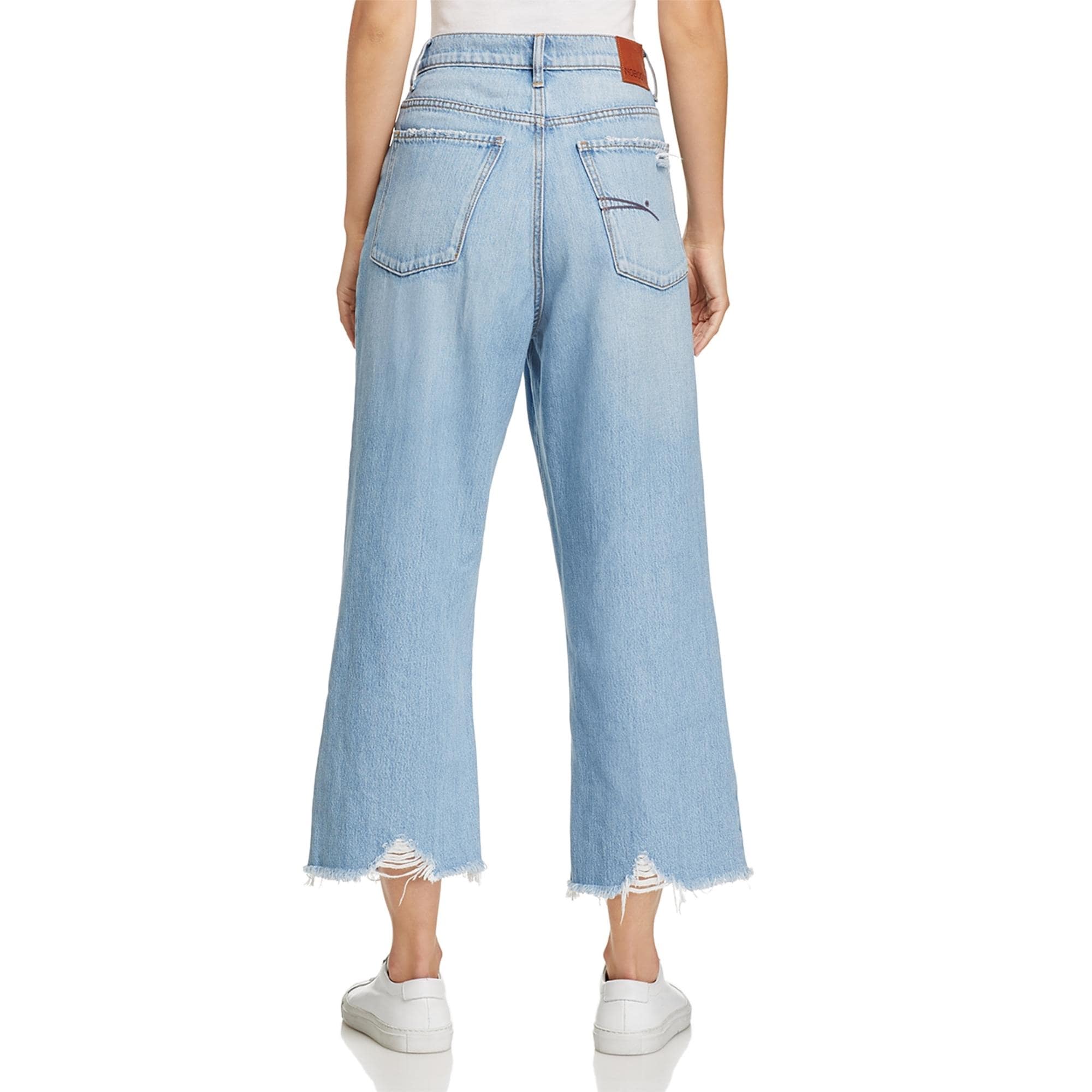 wide leg frayed jeans