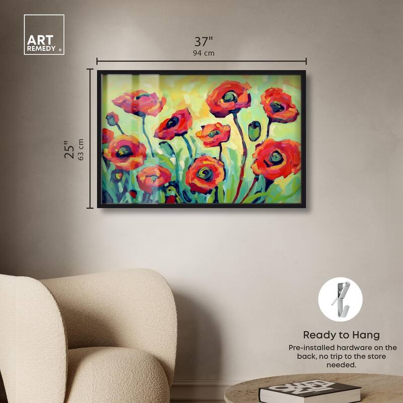 Red Poppy Field I Shadowbox by Art Remedy