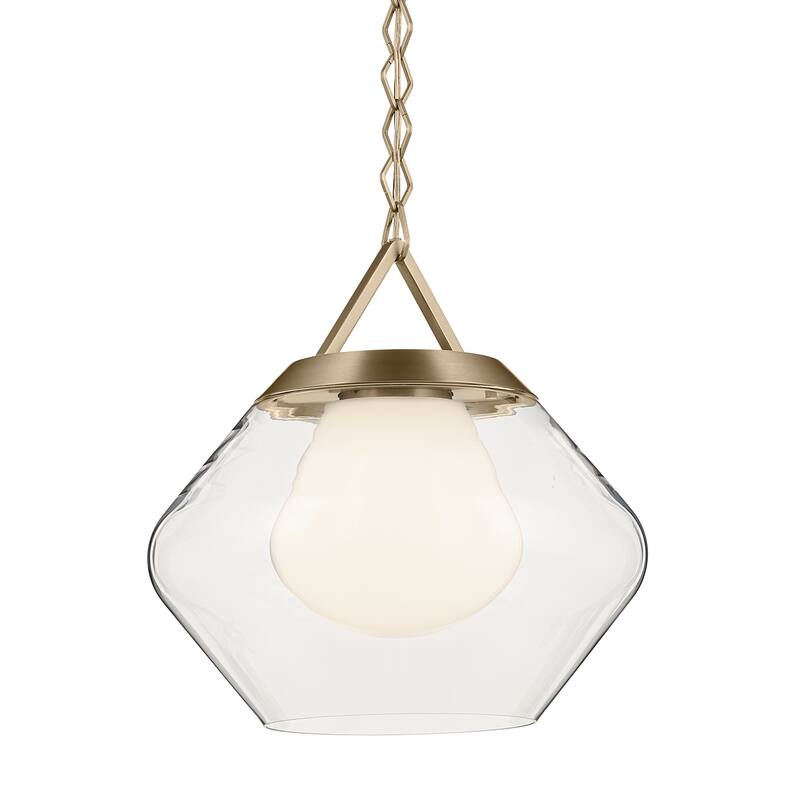 Kichler Lighting Nella 16 Inch 1 Light Pendant with Clear Outer Glass with Opal Interior Glass in Champagne Bronze - 12