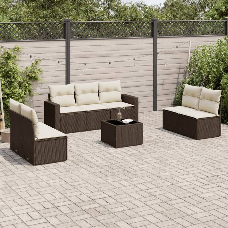 vidaXL Garden Sofa Set Brown - 21.7 x 21.7 x 14.6
