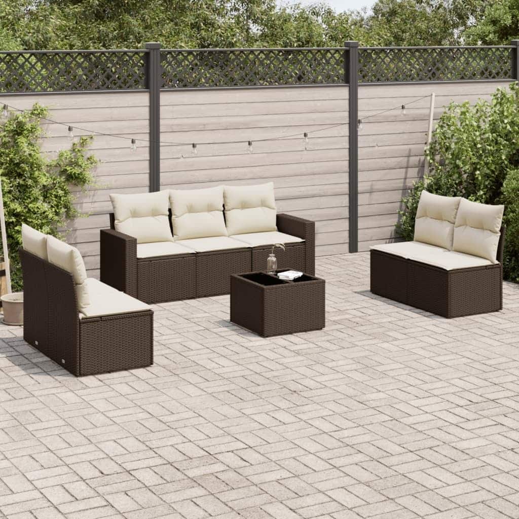 vidaXL Garden Sofa Set Brown - 21.7 x 21.7 x 14.6