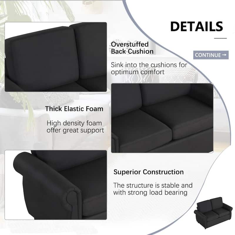 57.9" Pull Out Sofa Bed Loveseat Sleeper with Twin Size Memory Mattress and Two USB Ports