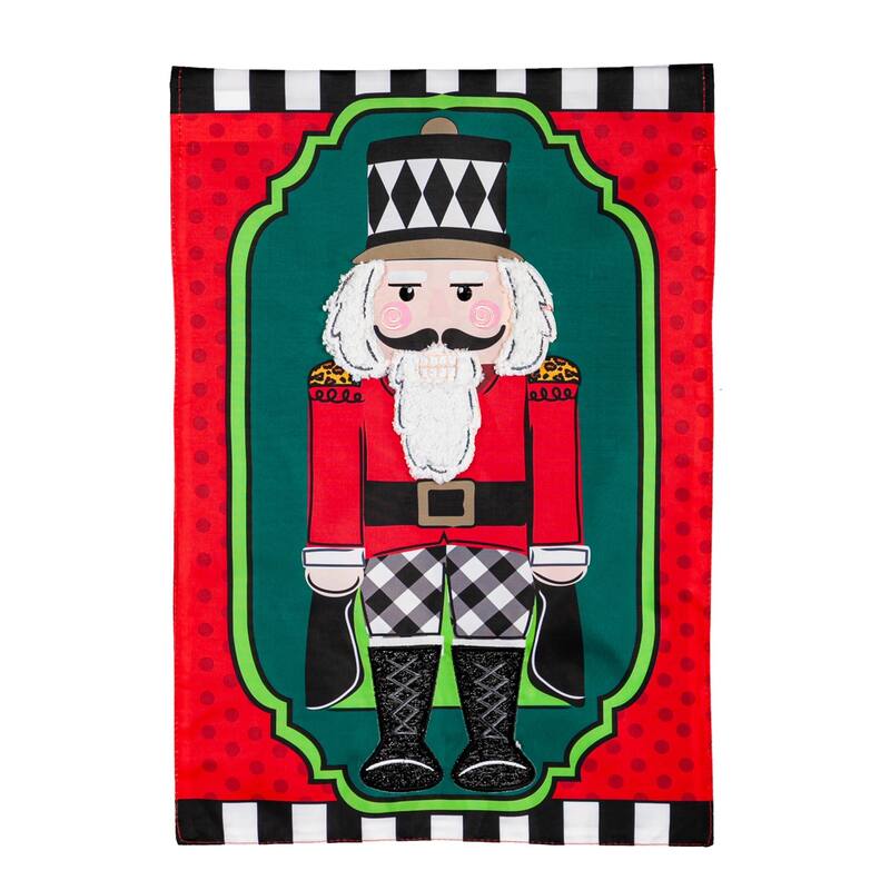 Patterned Nutcracker Garden Applique Flag