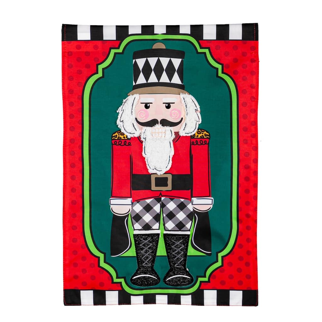 Patterned Nutcracker Garden Applique Flag