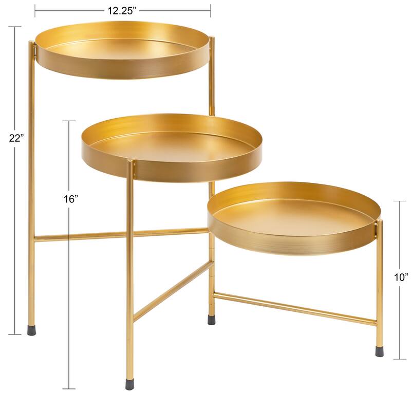 Kate and Laurel Finn Tiered Metal Plant Stand - 13x13x22