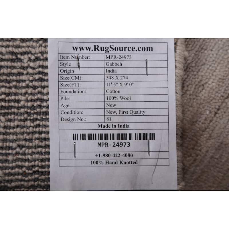 Gabbeh Indian Area Rug Handmade Beige Wool Carpet - 9'0" x 11'5"