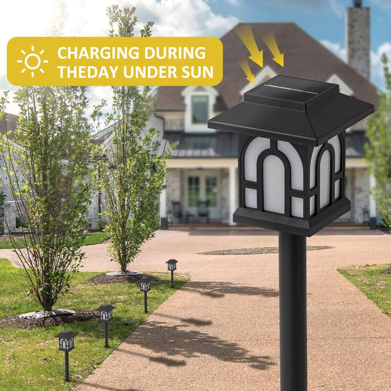 C Cattleya Black Solar Flickering Flame LED Outdoor Path Lights