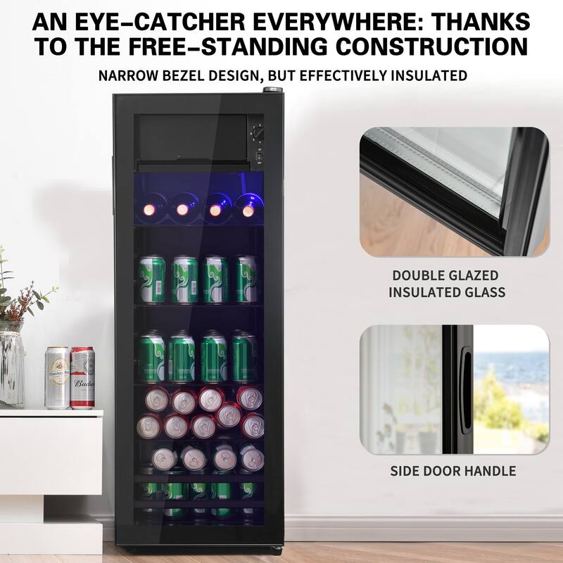 4.5 Cu.Ft Mini Fridge with Freezer, Compact Single-Door Refrigerator with LED Light