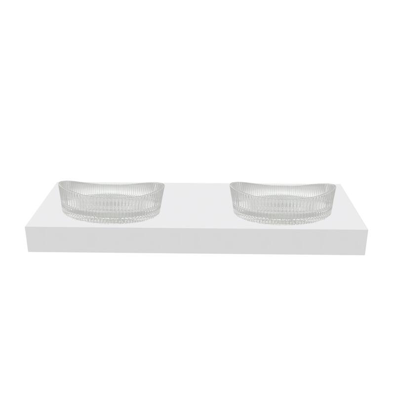 Decorative 20" Oval Crystal Vessel Sinks With White Base