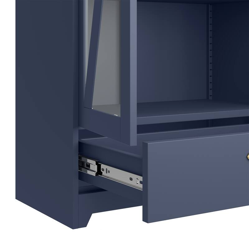 Moasis Metal Bookcase Display Cabinet with Adjustable Shelves & Drawer