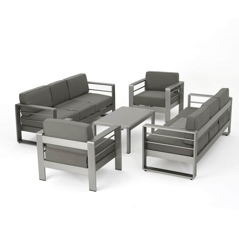 Cape Coral Outdoor Cushioned Aluminum 5-pc. Sofa Set by Christopher Knight Home