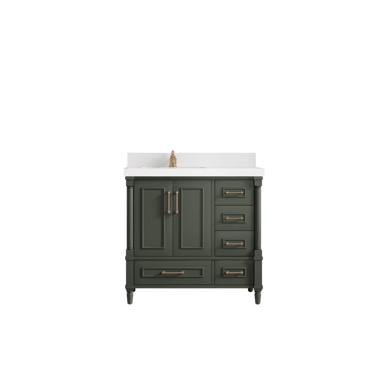 Willow Collections 36 in. W x 22 in. D Aberdeen Left Offset Sink Bathroom Vanity in Pewter Green with Countertop