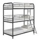 preview thumbnail 1 of 8, Triple Twin Bunk Bed Frame - Sturdy Steel Structure & Space-Saving Black - Twin