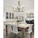 preview thumbnail 2 of 10, Orbit 6-Light 27" Adjustable Greige Metal/Wood Bead LED Chandelier, Grey/Natural by JONATHAN Y