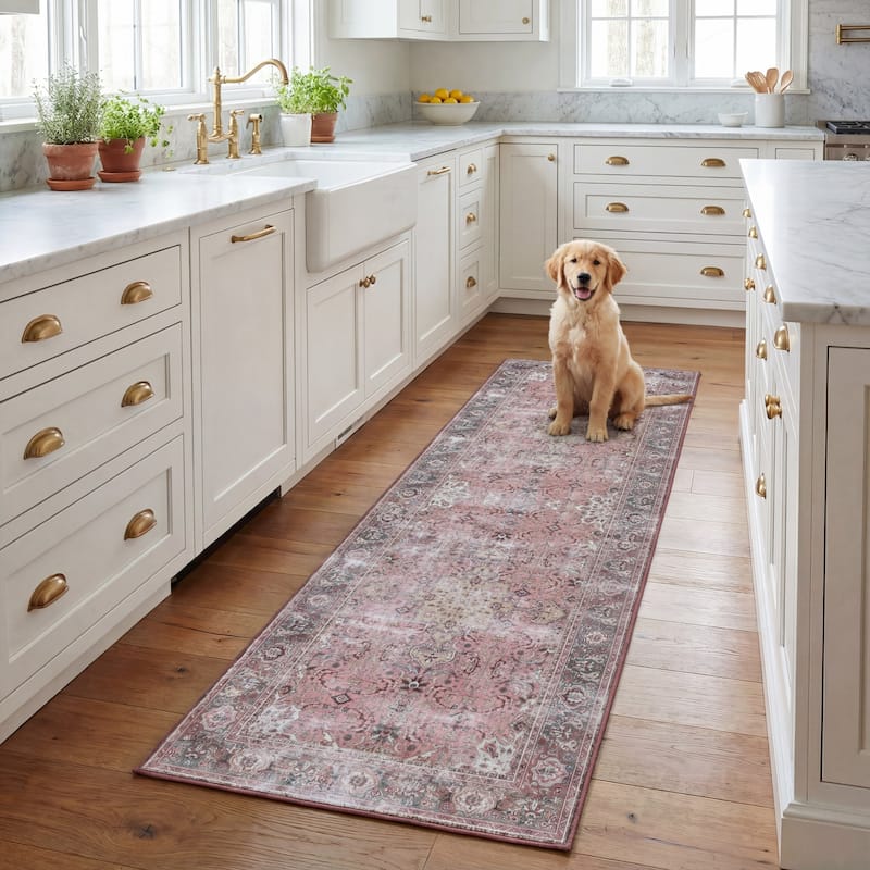 SAFAVIEH Tucson Machine Washable Slip Resistant Jeanne Traditional Rug