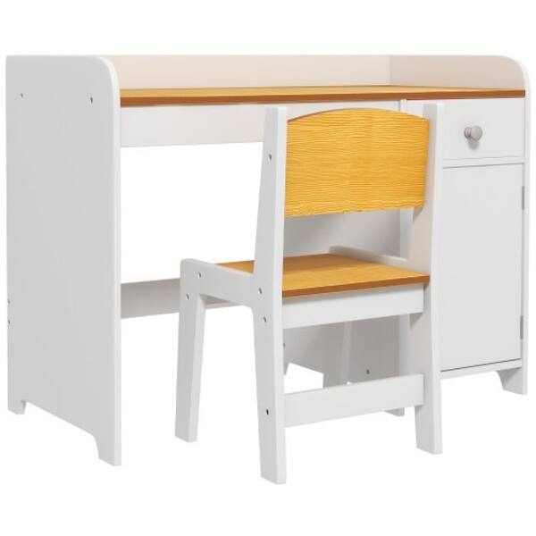 slide 2 of 7, Stylish Kids Desk and Chair Set with Drawer and Storage Compartment, Ideal for Homework and Creative Projects White